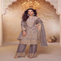 Women's Premium Embroidered Chinon Palazzo Suit Set with Dupatta
